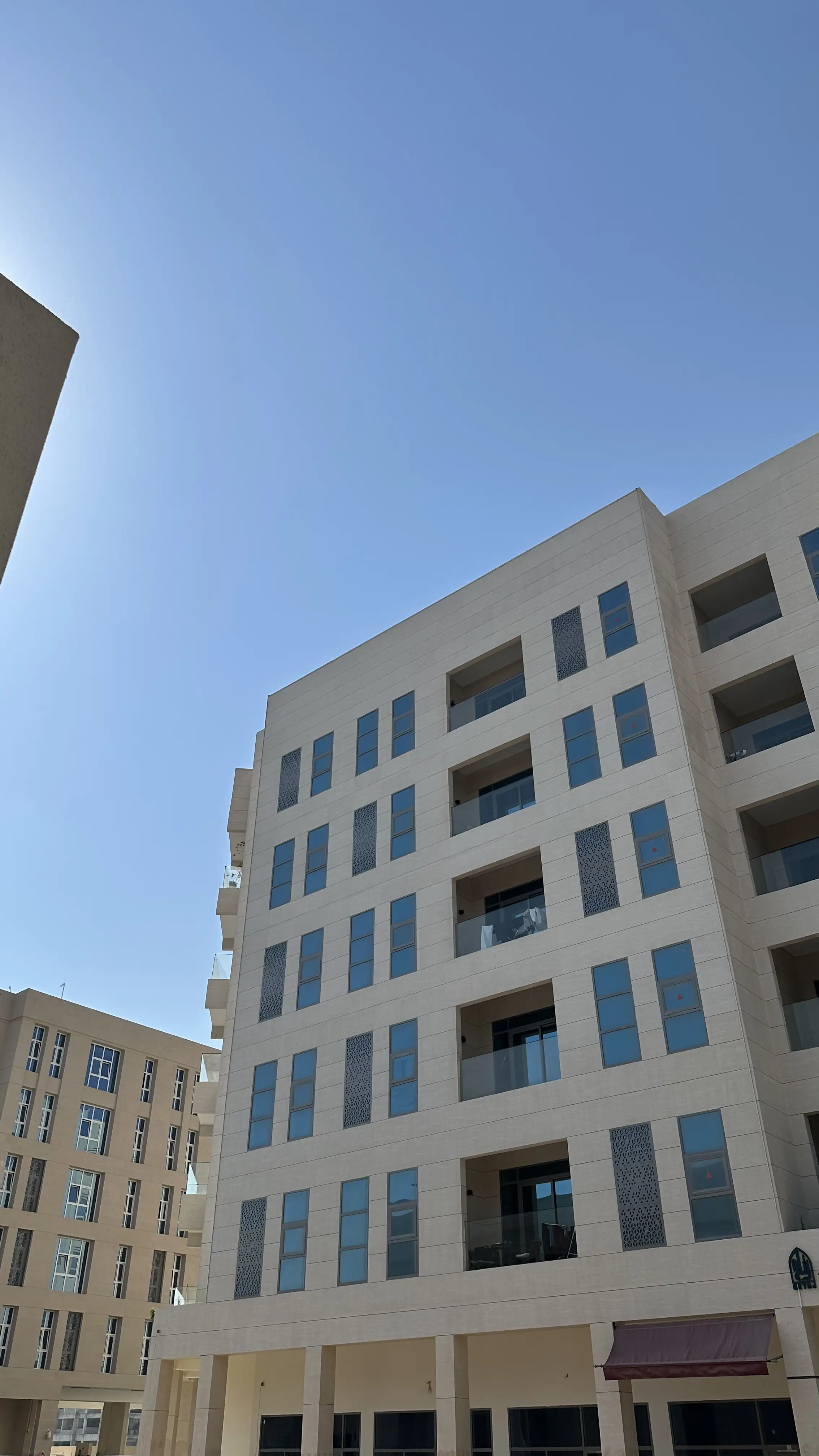 Contemporary living room with skyline view